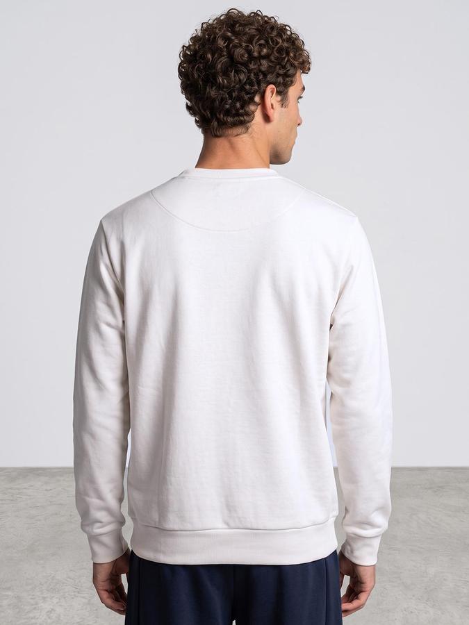 R&B Men Ivory Graphic Print Round Neck Long Sleeves Sweatshirt
