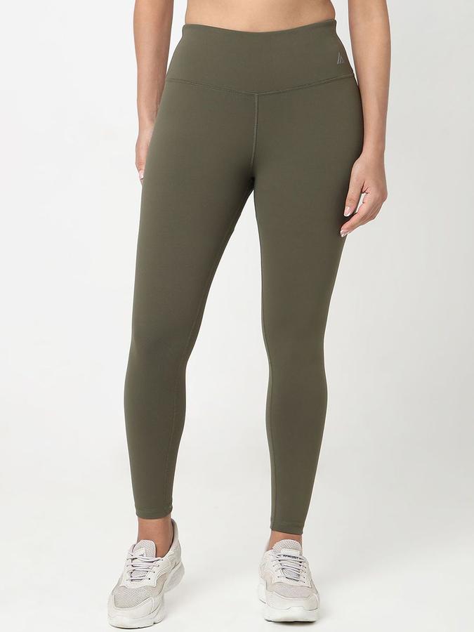 R&B Women Olive Solid Skinny Fit Tights