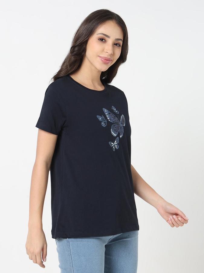 Women Cotton Relaxed Fit Crew Neck Graphic T-shirt