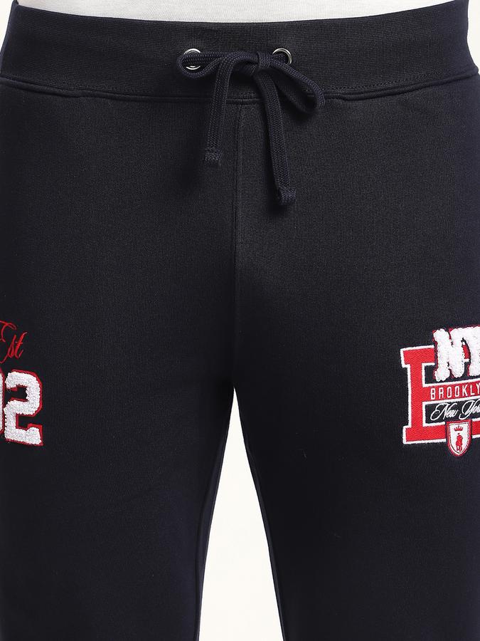 Men Cotton Regular Fit Drawstring Waist Solid Trousers