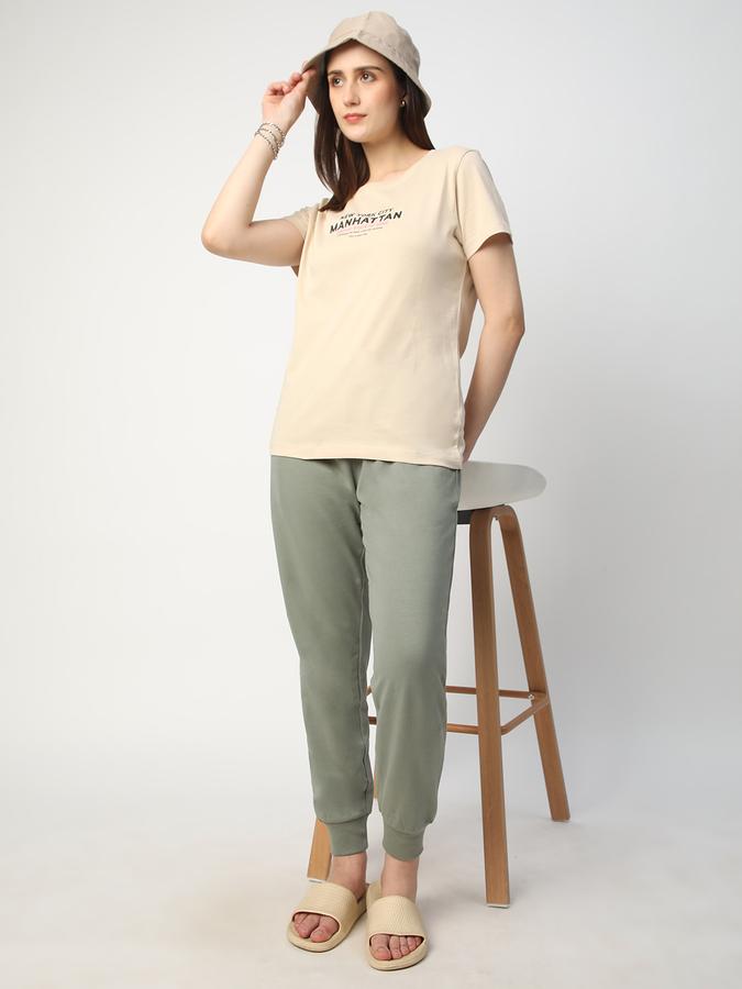 Women Cotton Regular Fit Crew Neck Graphic T-shirt
