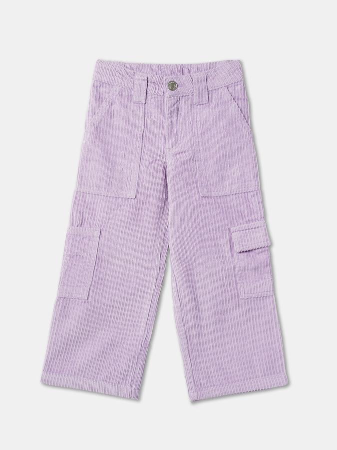 Girls Striped Straight Fit Cargo Pants