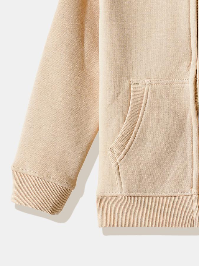 Boys Cotton Hooded Zip Up Solid Jacket