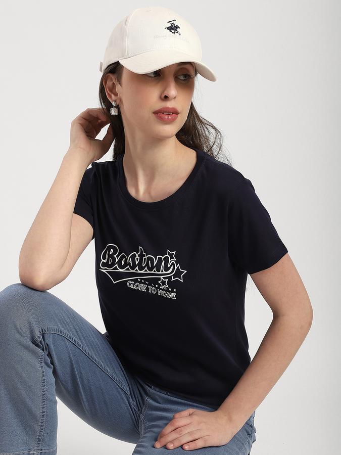Women Cotton Regular Fit Crew Neck Graphic T-shirt