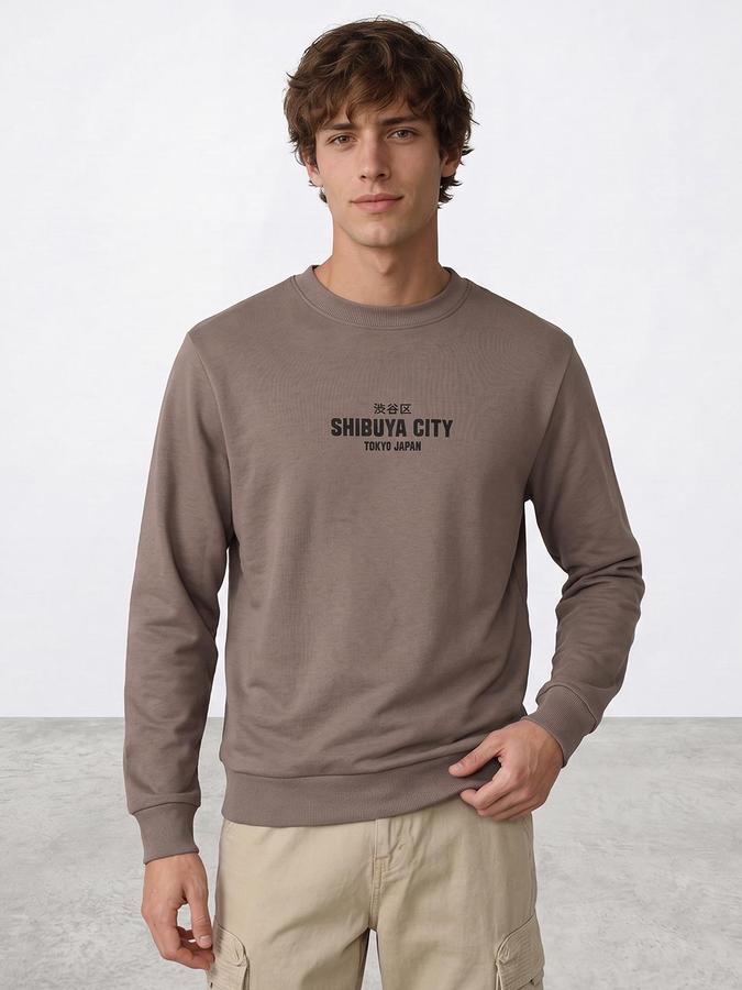 R&B Men Frappe Typography Print Round Neck Long Sleeves Sweatshirt