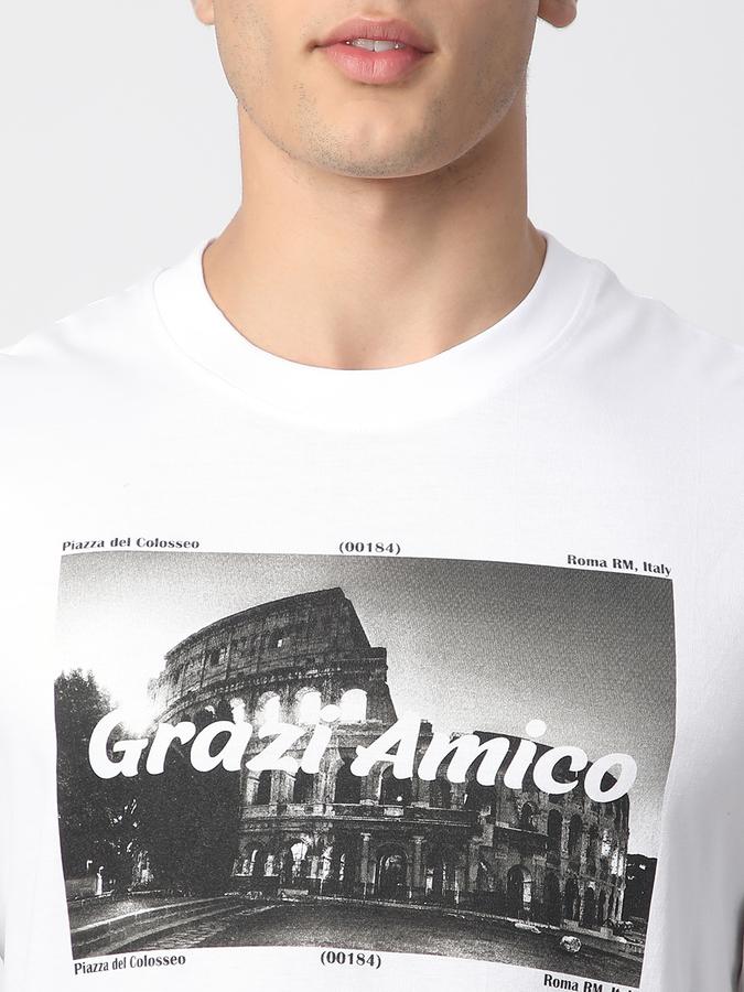 Men Cotton Relaxed Fit Crew Neck Graphic T-shirt