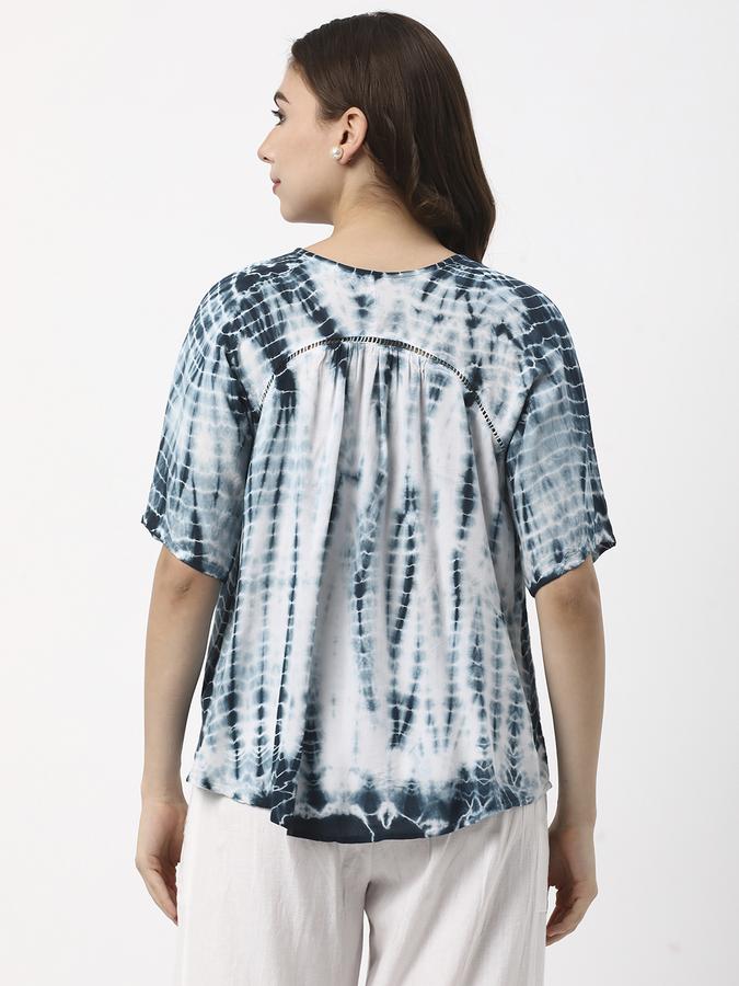 Women Rayon Relaxed Fit V-Neck Tie-Dye Ethnic Top
