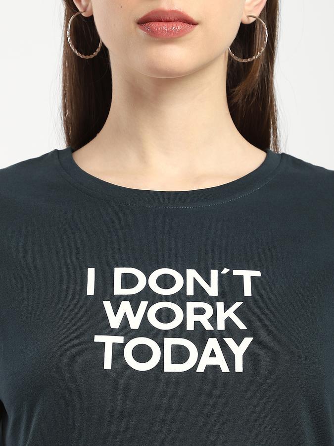 Women Cotton Regular Fit Crew Neck Graphic T-shirt