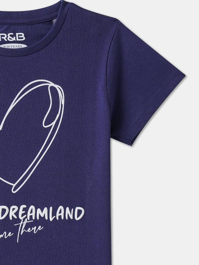 Girls Cotton Regular Fit Crew Neck Graphic T-shirt