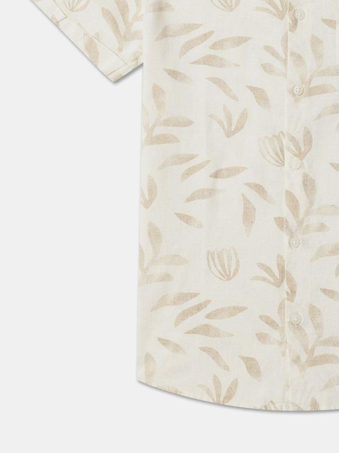 R&B Boys Beige Typography Print Half Sleeves Shirt