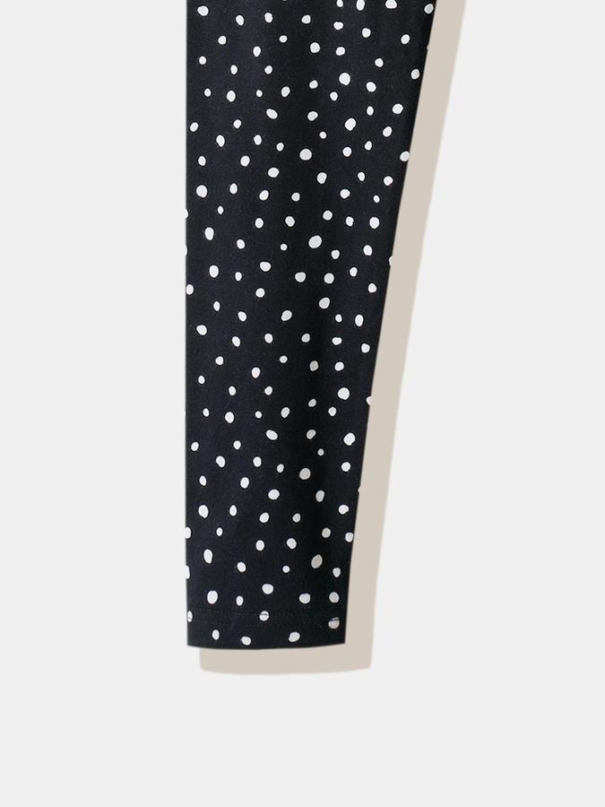 R&B Girls Black &amp; White Dots Printed Leggings