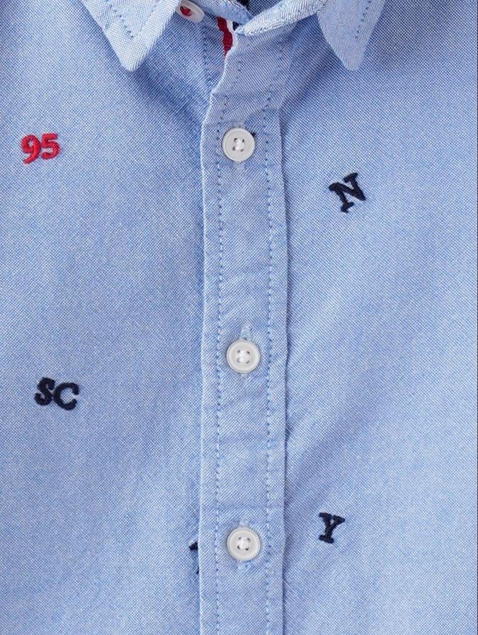 R&B Boys Blue Long Sleeves Textured Shirt
