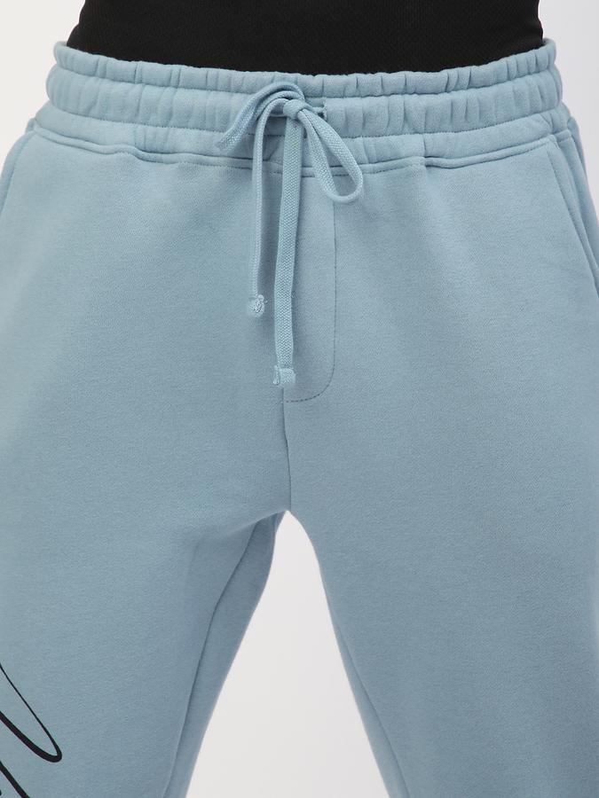 Men Fleece Regular Fit Drawstring Waist Cuffed Hem Trackpants