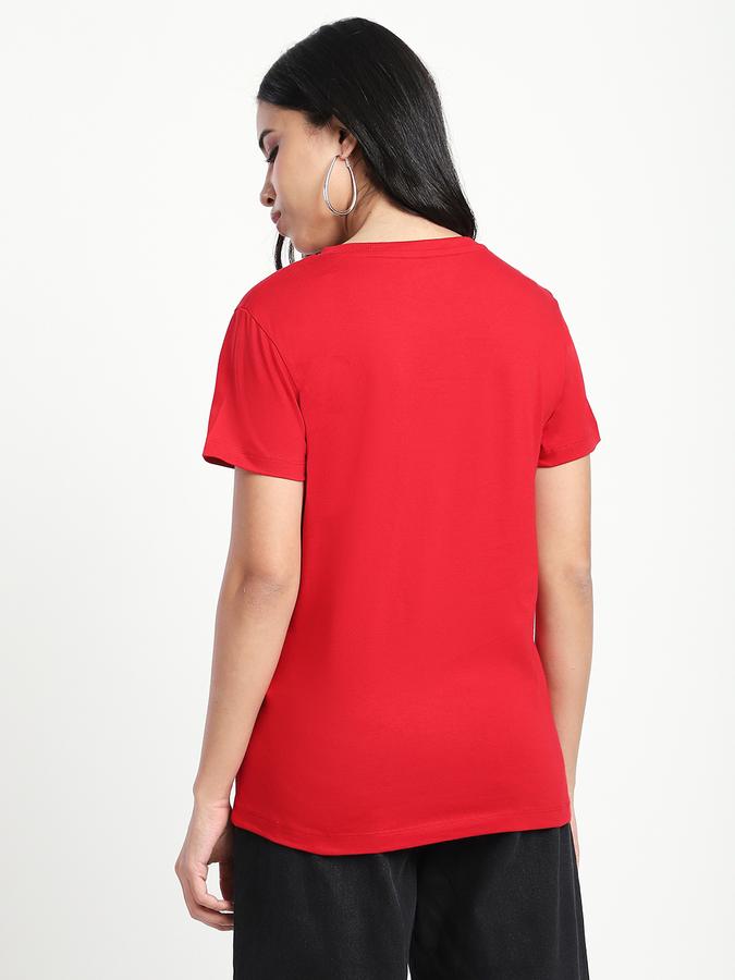 R&B Women Red Typography T-Shirt
