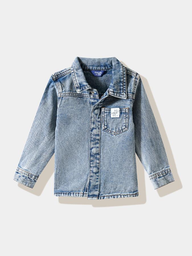 Boys Denim Regular Fit Long Sleeve Pocket Shirt