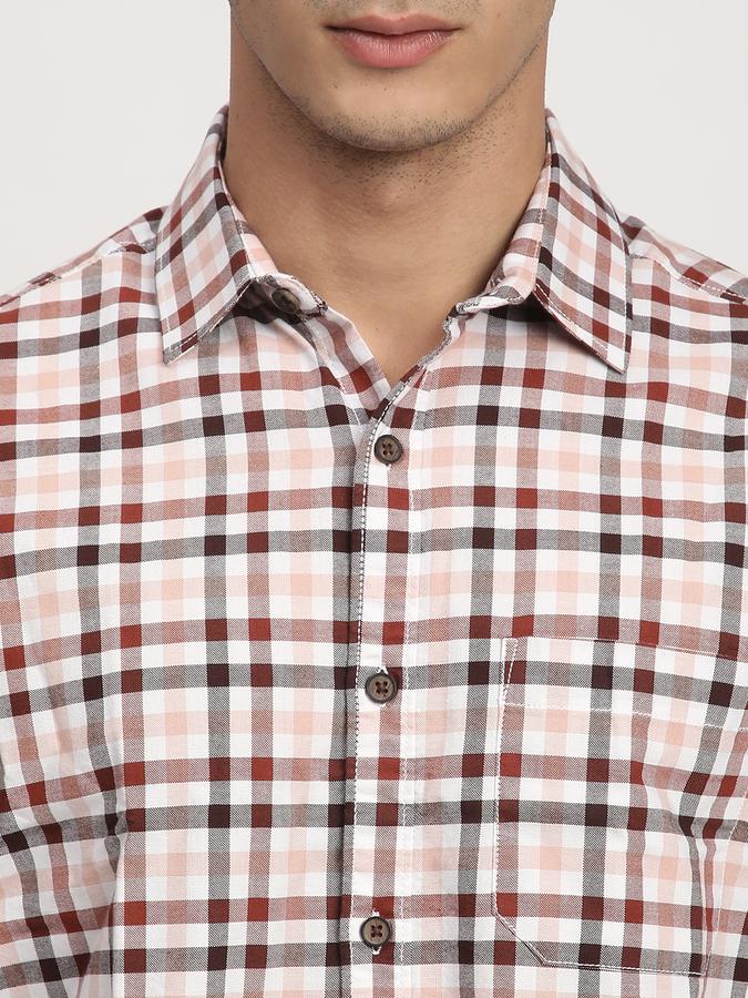 R&B Men's Brown Checked Shirt