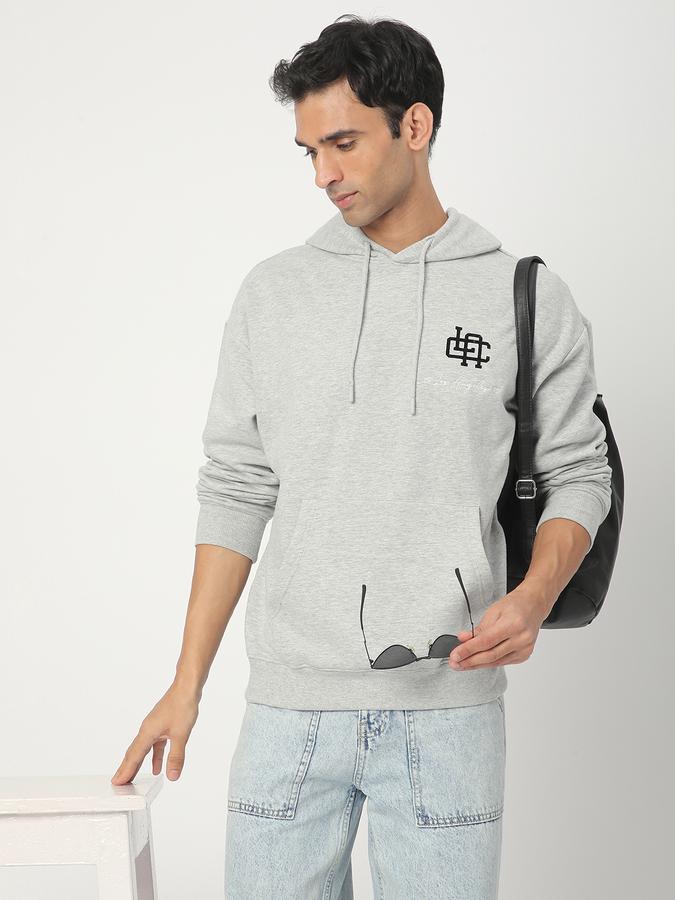 Men Cotton Blend Regular Fit Hooded Graphic Sweatshirt