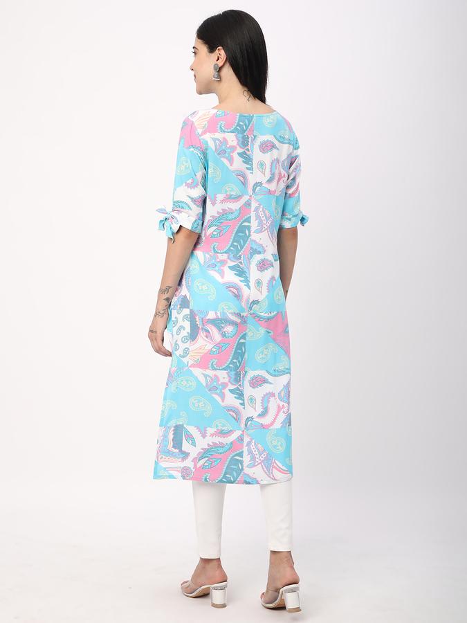 Women Rayon Regular Fit Round Neck Printed Kurta