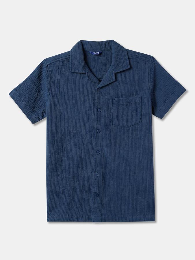 R&B Boys Blue Self Design Short Sleeves Shirt with Shorts