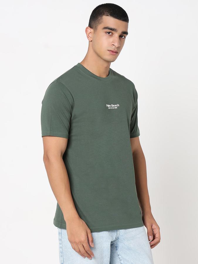R&B Men's Pine Green Printed T-Shirt