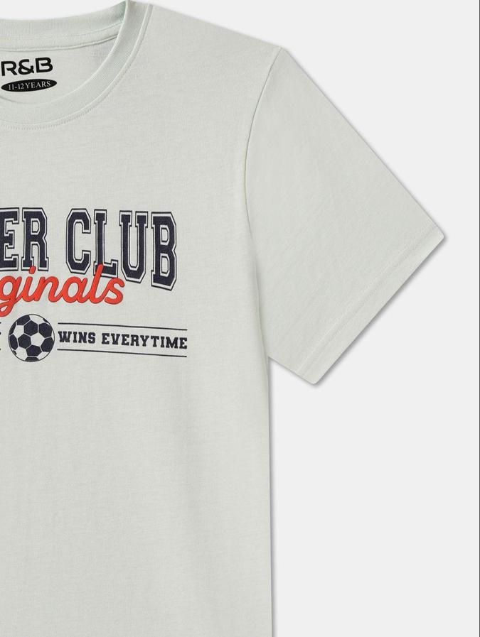 R&B White Cotton Round Neck Printed Boy T-Shirt