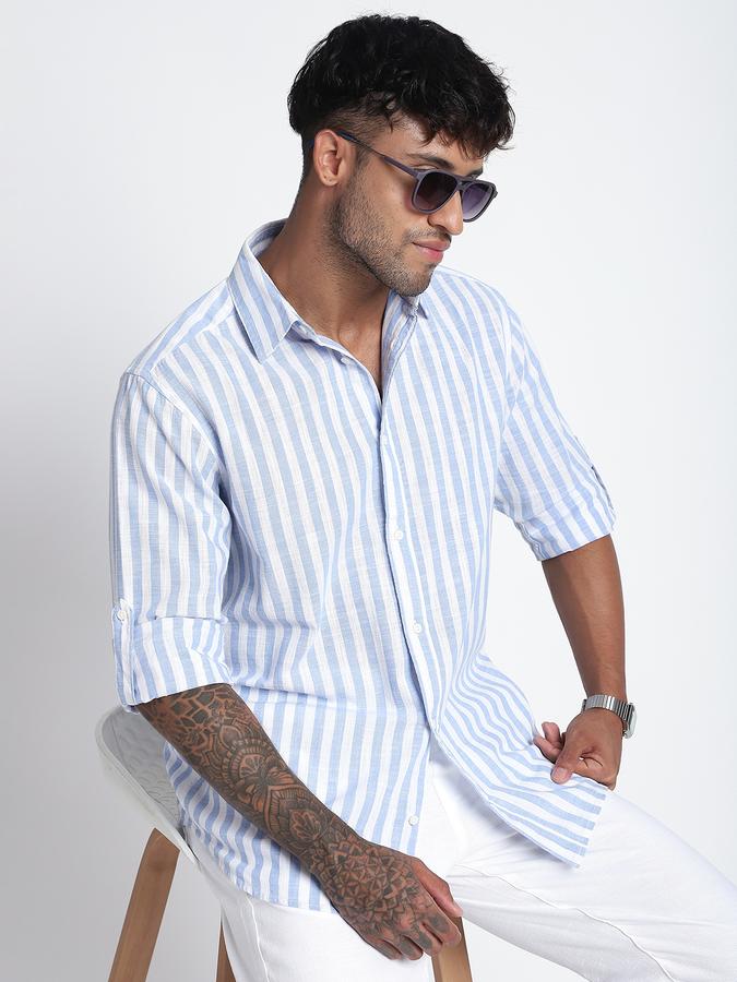 Men Cotton Regular Fit Button-Down Collar Striped Shirt