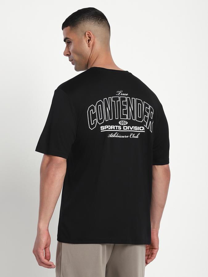 Men Polyester Relaxed Fit Crew Neck Typographic T-shirt