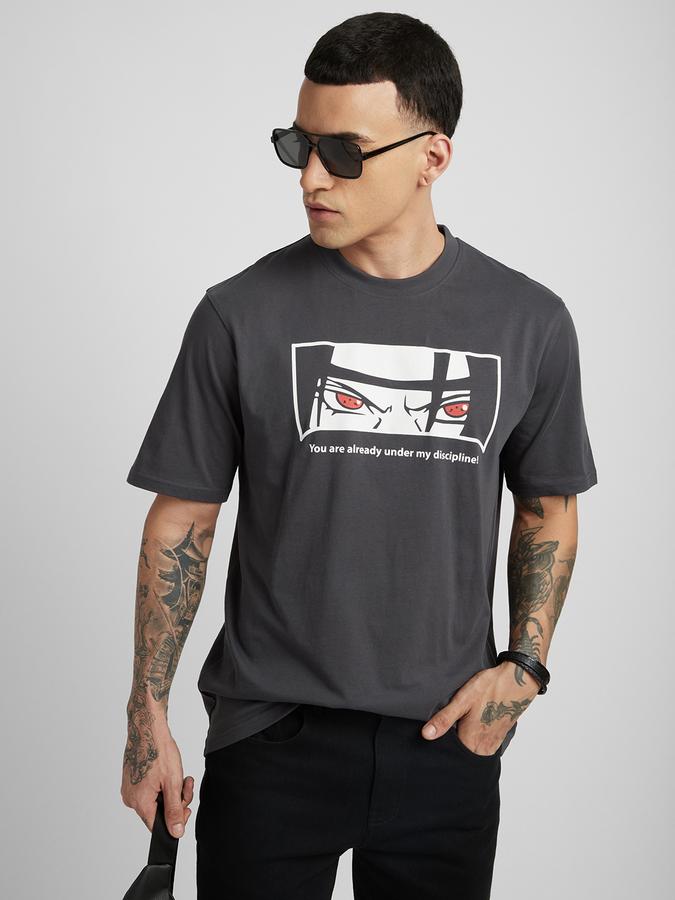 Men Cotton Relaxed Fit Crew Neck Graphic T-shirt