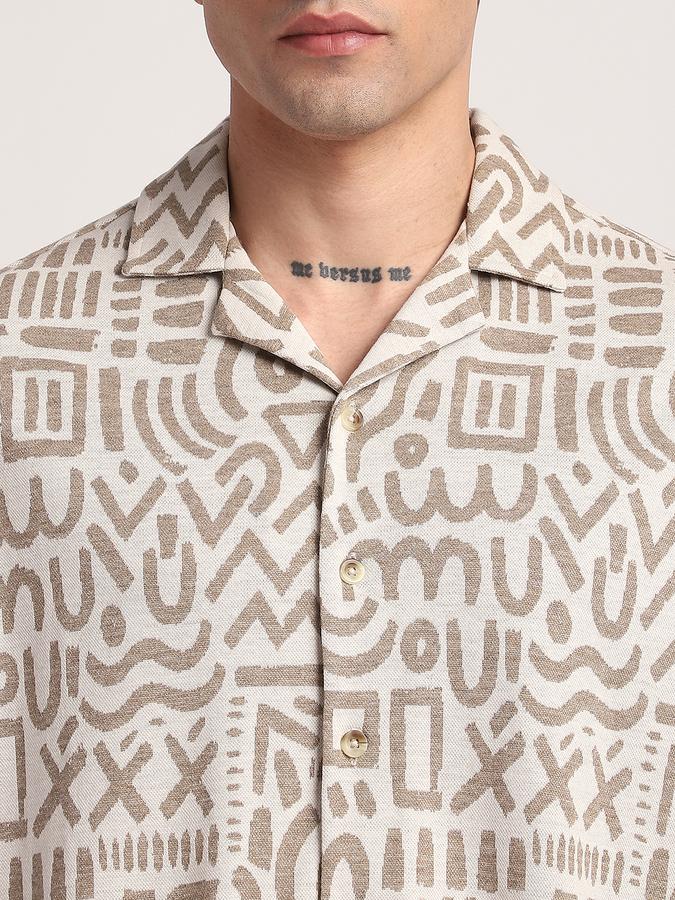 R&B Men's Khaki Printed Shirt