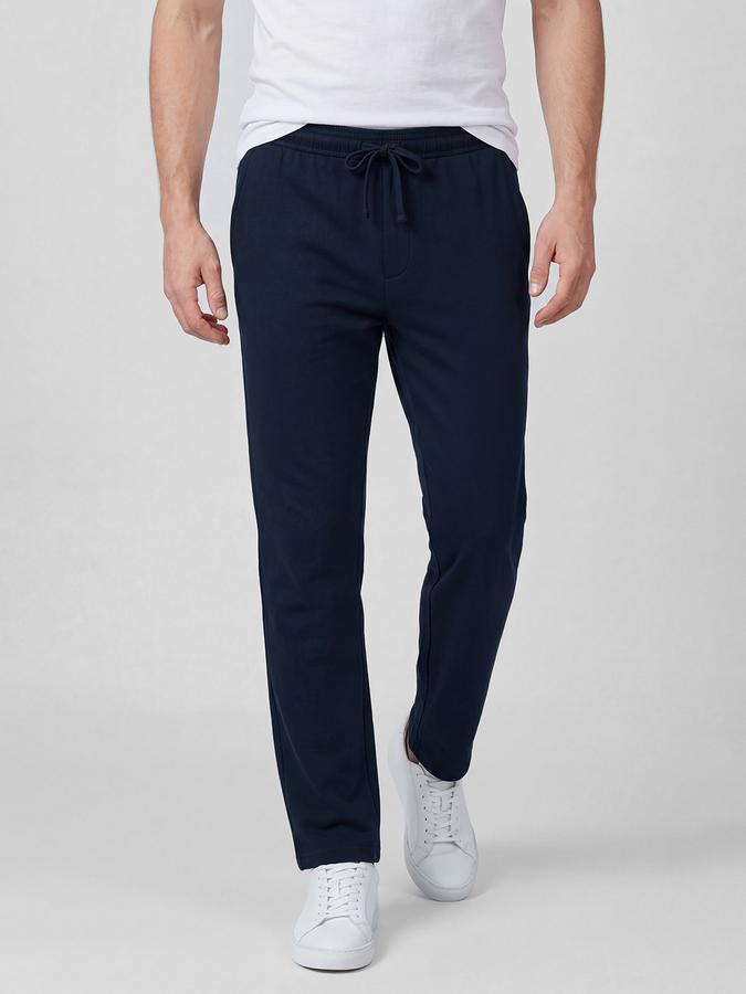 R&B Navy Blue Solid Men Mid-Rise Regular Fit Track Pant