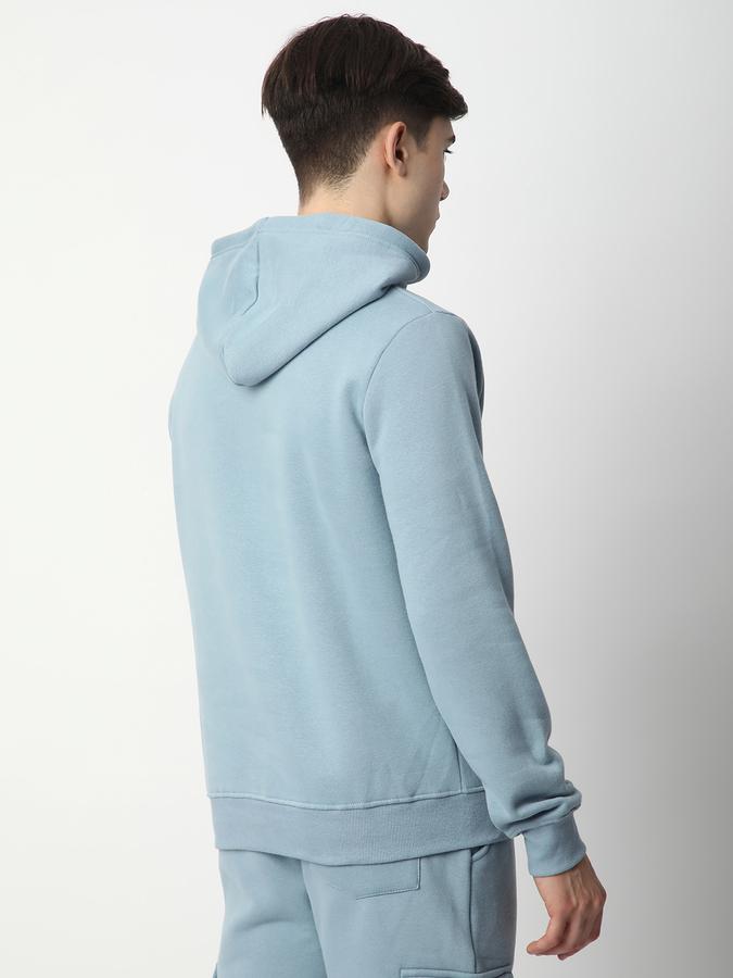 Men Fleece Regular Fit Hooded Solid Sweatshirt