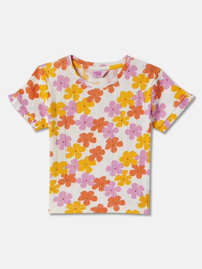Girls Floral Print Round-Neck Top image number 0