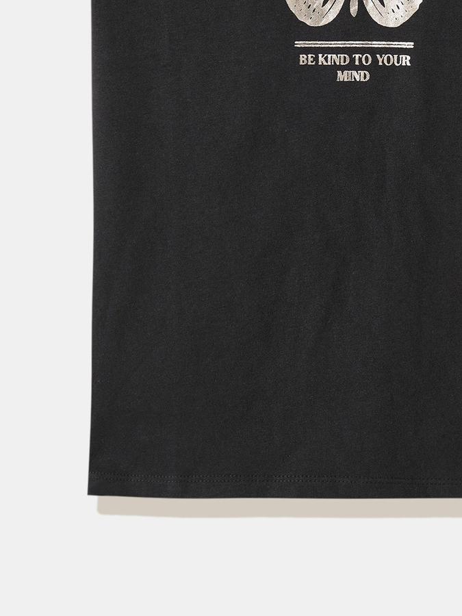 Girls Cotton Regular Fit Crew Neck Graphic T-shirt