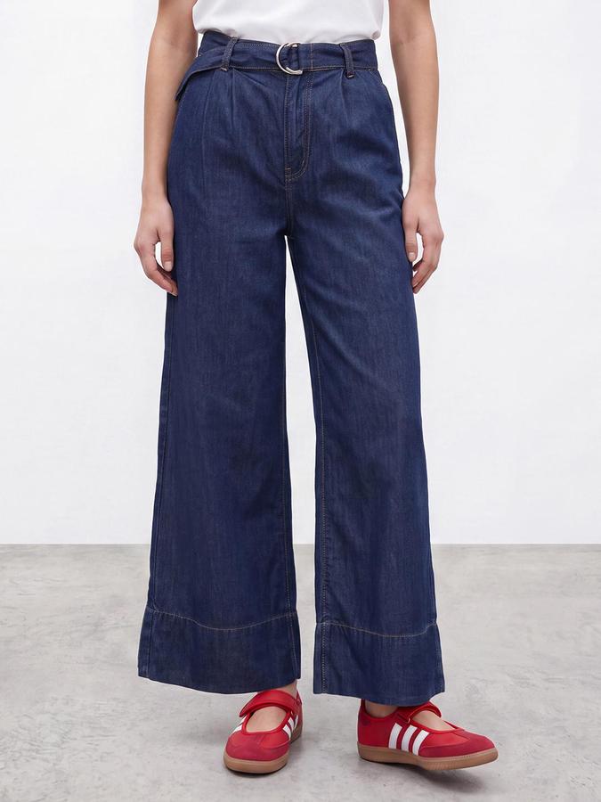 R&B Women Dark Blue Mid-Rise Regular Fit With Belt Jeans