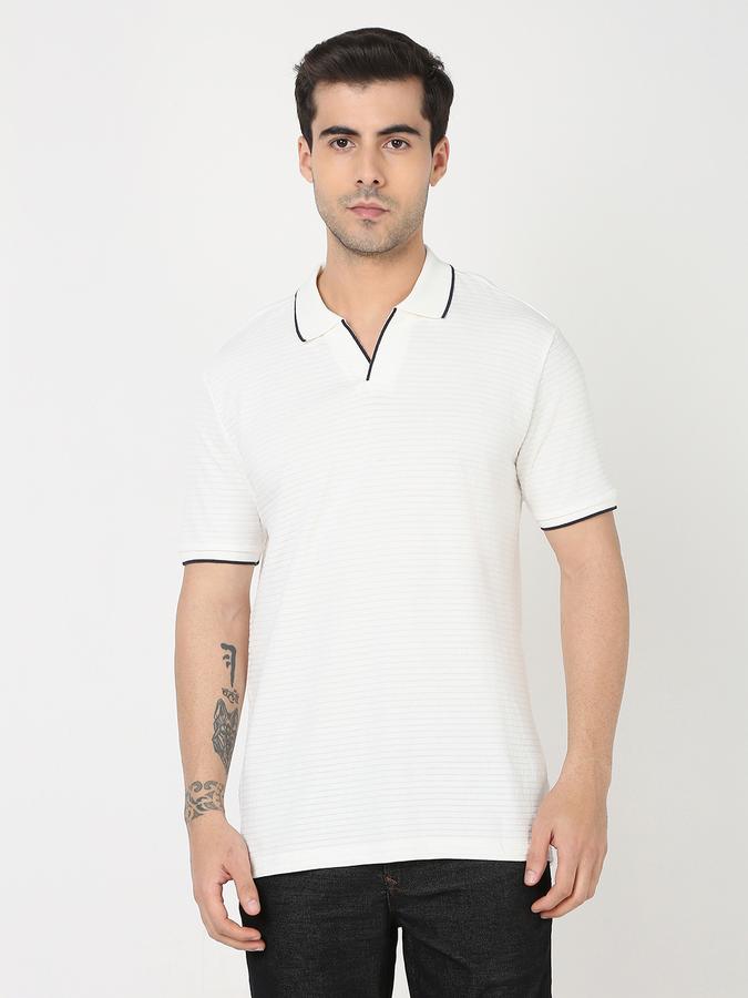 Men Striped Regular Fit Polo T-Shirt data-index=