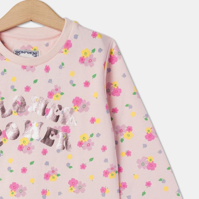 Girls Cotton Regular Fit Crew Neck Graphic Sweatshirt
