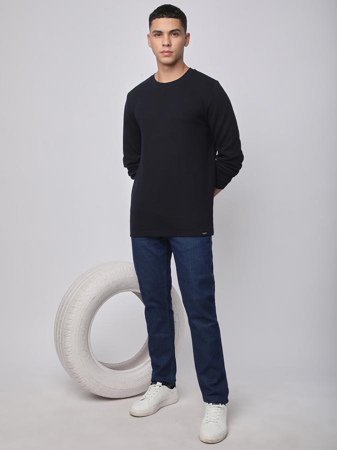 Men Cotton Relaxed Fit Crew Neck Solid Sweatshirt