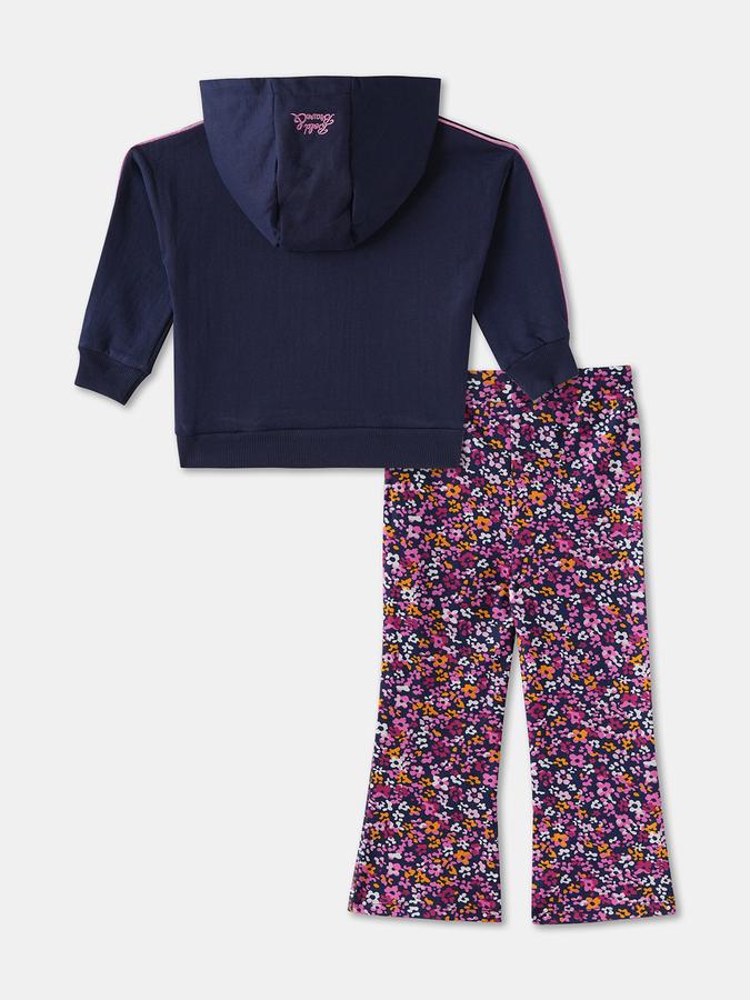 Girls Floral Embroidered Long Sleeve Hoodie with Trousers Set