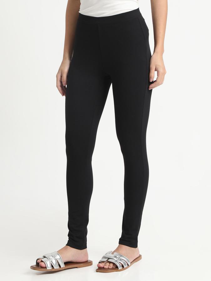 R&B Women Black Solid Leggings