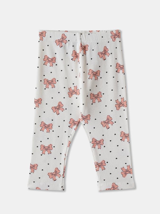 Girls Cotton Fitted Elastic Waist Printed Leggings