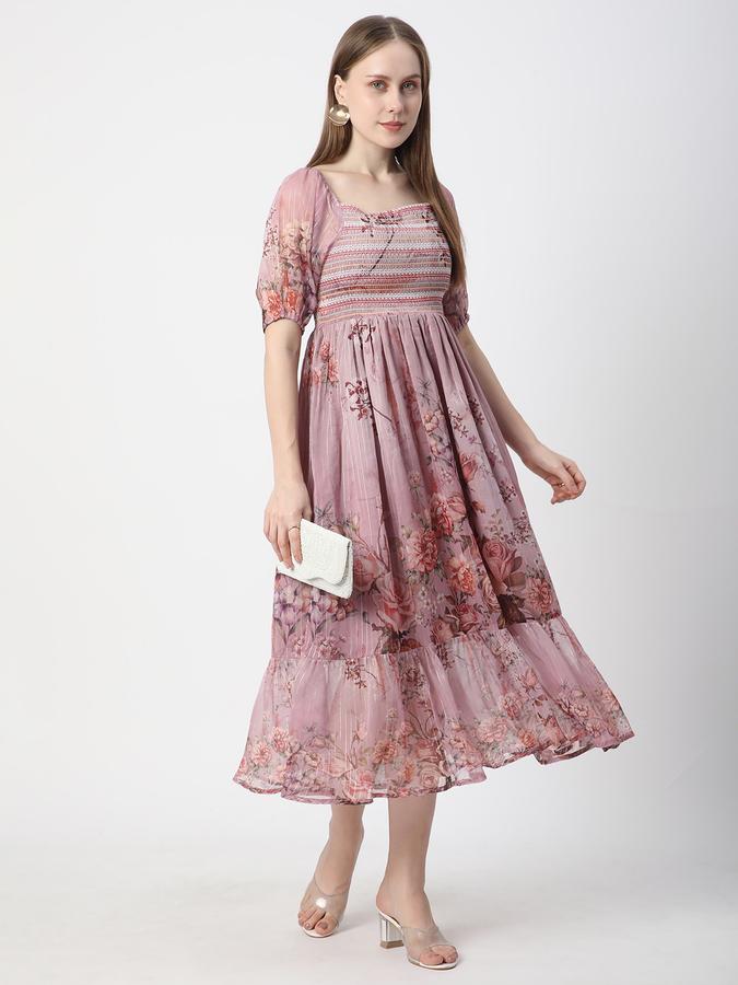 Women Georgette Floral Printed Empire Ethnic Dress