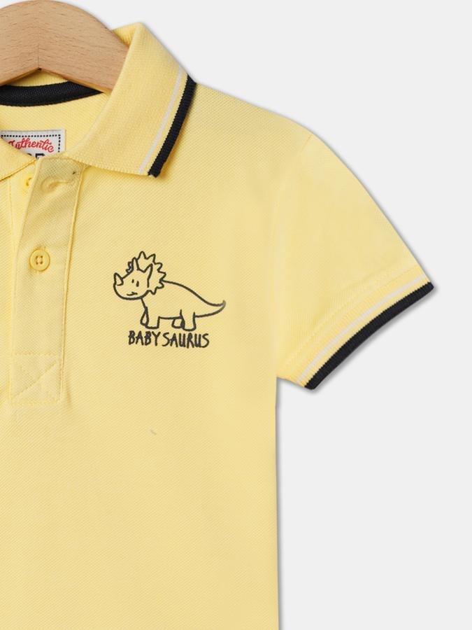 Boys Typographic Print Relaxed Fit Polo T-Shirt image number 2