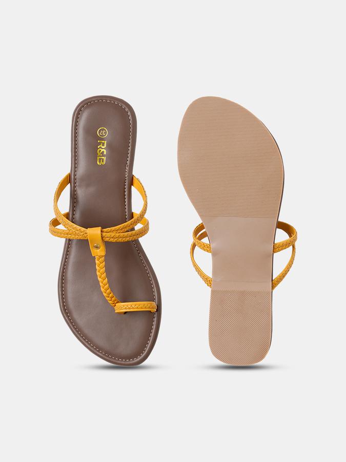 R&B Women Mustard Flat Sandals image number 3