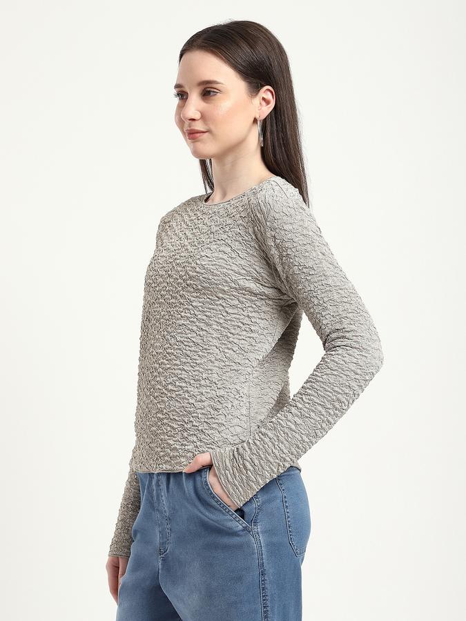 R&B Women Brown Textured Sweatshirt