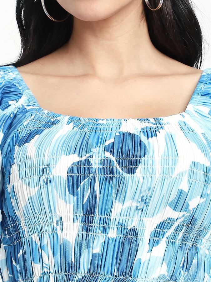 R&B Blue Printed Women Regular fit Dress