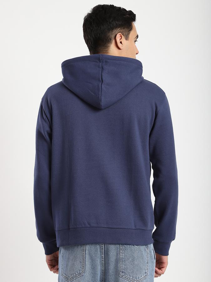 Men Fleece Regular Fit Hooded Solid Sweatshirt