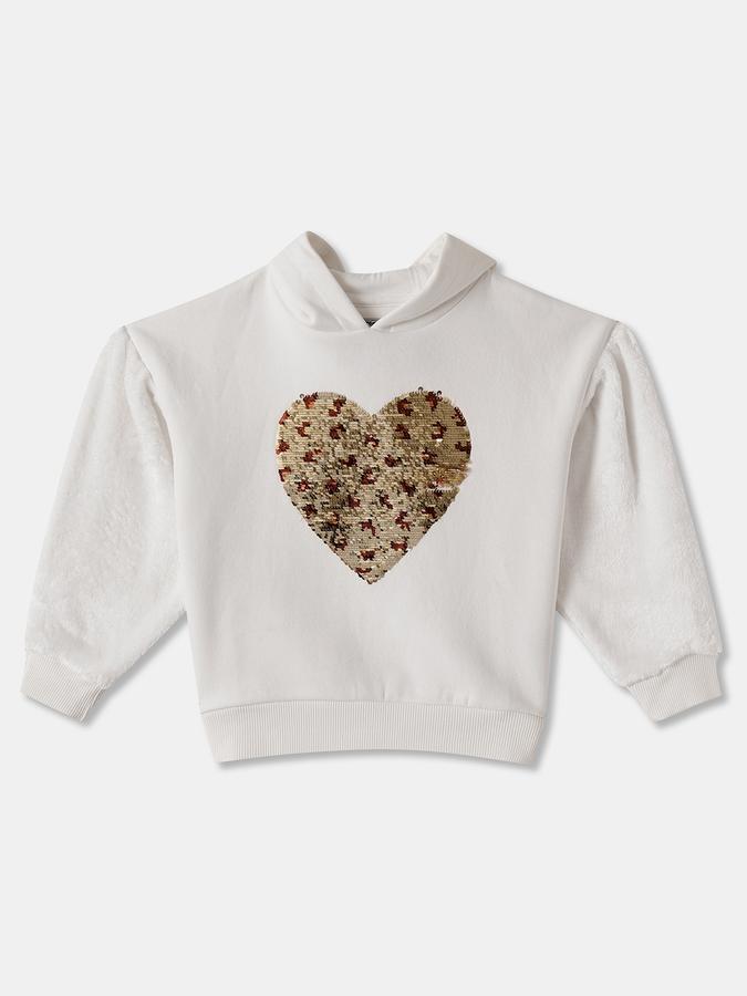 Girls Cotton Blend Regular Fit Hooded Pullover Graphic Hoodie