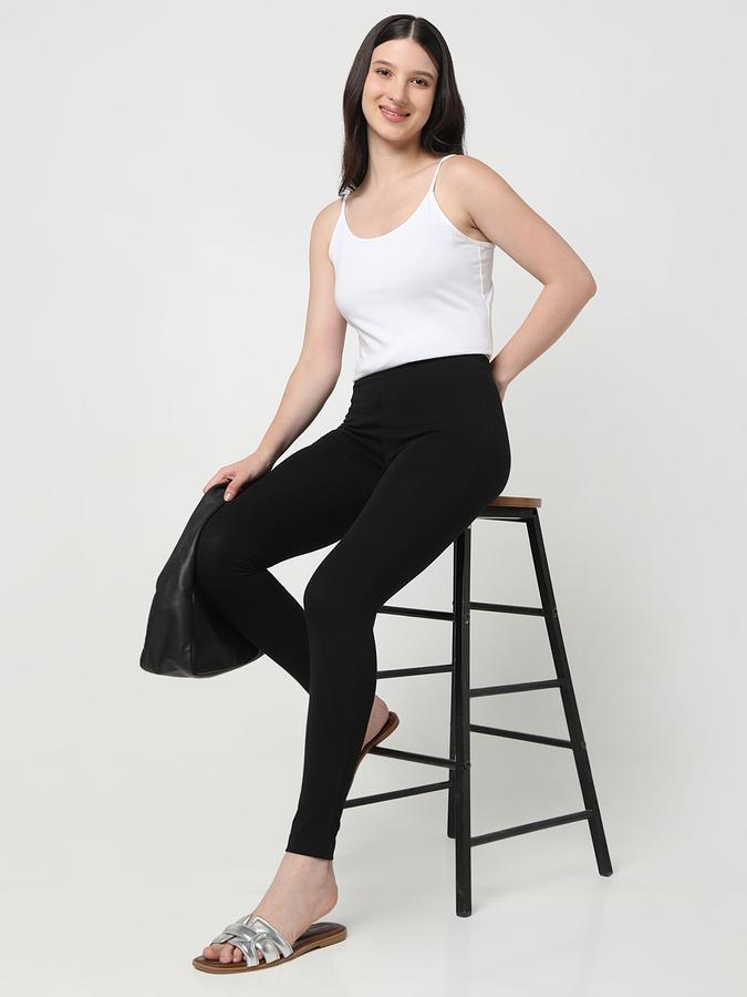 Women Cotton Skinny Fit High Rise Solid Tights