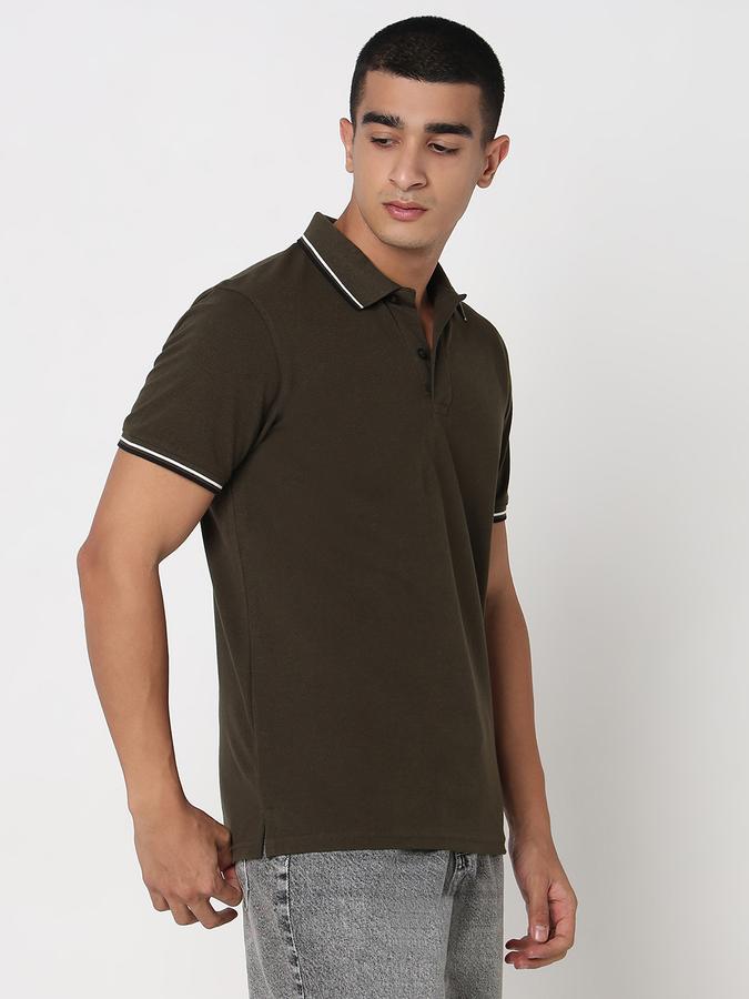 MENS Short Sleeves SOLID POLO WITH TIPPING COLLAR AND CUFF - DRY FIT image number 3
