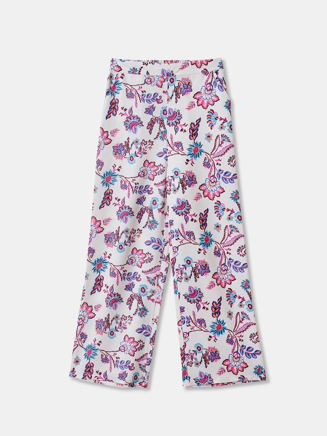 Girls Floral Print Full Sleeve Woven Shirt with Trousers Set